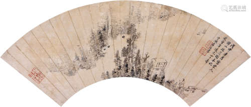 1621～1691 戴本孝 山水 扇片 水墨纸本