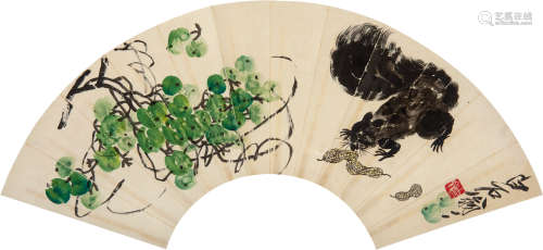 1864～1957 齐白石 松鼠葡萄  设色纸本