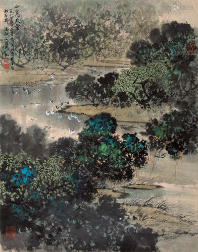 1919～1999 宋文治 小鸟天堂 镜片 设色纸本