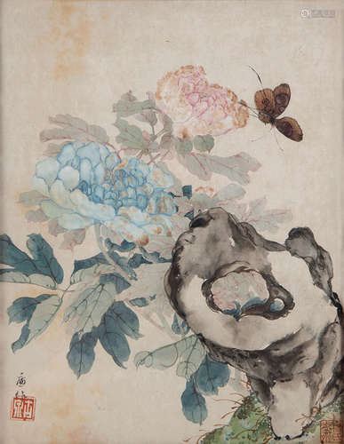 1828～1904 居廉 蝶恋花  设色纸本