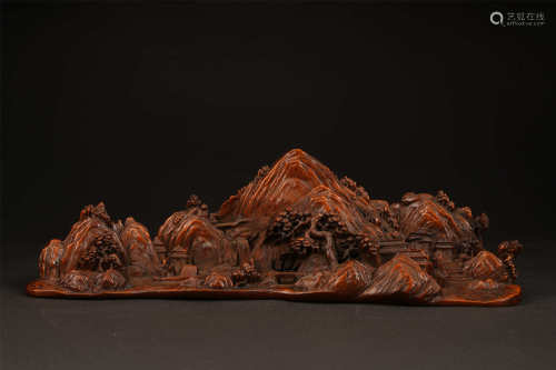 CARVED BAMBOO LANDSCAPE QING STYLE