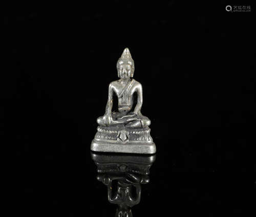 SILVER SEATED SHAKYAMUNI TIBETAN STYLE