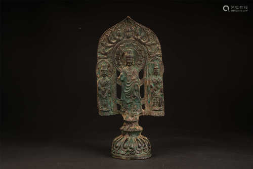 BRONZE BUDDHA WITH ACOLYTES