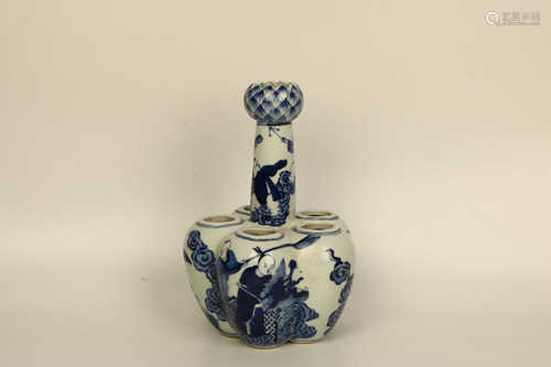 BLUE AND WHITE FIGURAL VASE QING STYLE