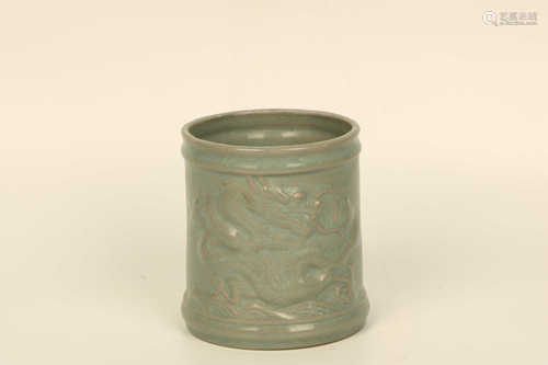 CELADON GLAZED DRAGON BRUSHPOT