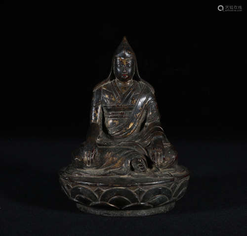 BRONZE GILT SEATED MASTER TIBETAN STYLE