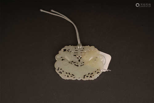 CARVED WHITE JADE PLAQUE QING STYLE