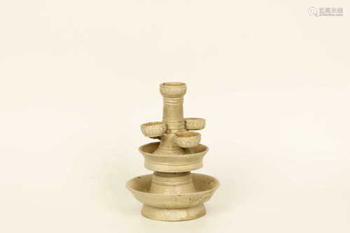 BEIGE GLAZED CANDLESTICK MING STYLE