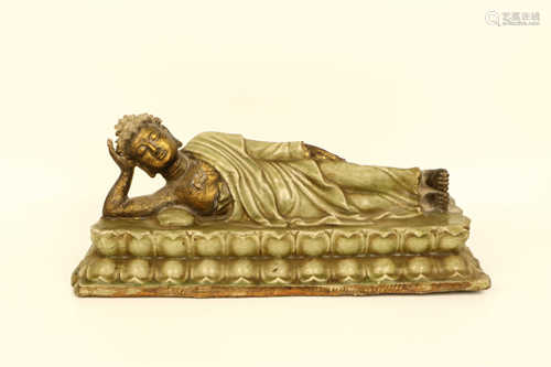 CELADON GLAZED SLEEP SHAKYAMUNI