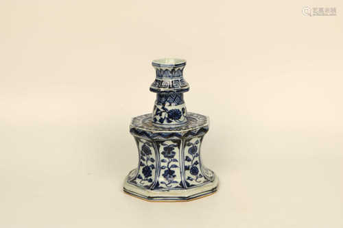 BLUE AND WHITE CANDLESTICK MING STYLE