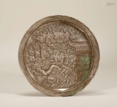 Song Dynasty - Silver Plate with Immortals