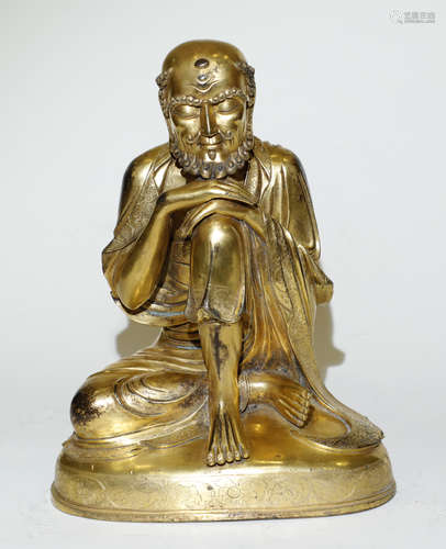 Qing Dynasty - Gilt Arhat Statue