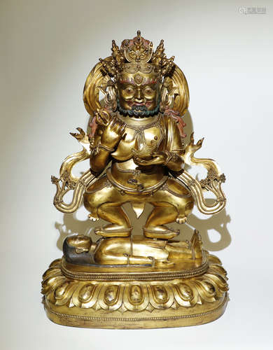 Qing Dynasty - Large Gilt Buddha Statue