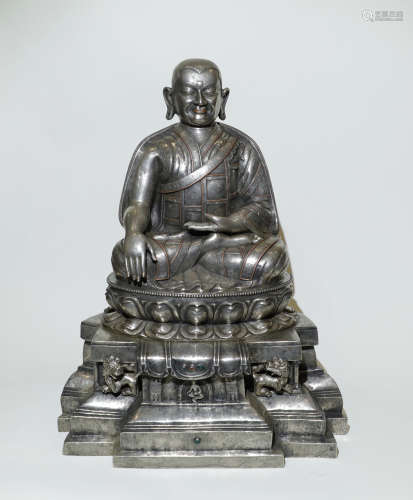 Qing Dynasty - Large Pure Silver Buddha Statue