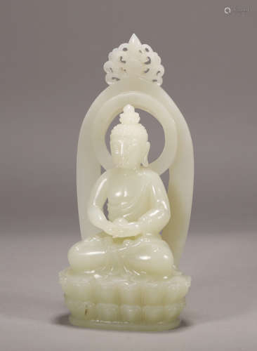 Qing Dynasty - Hetian Jade Gautama Buddha