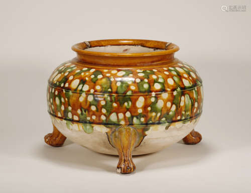 Tang Dynasty - Sancai Tripod Jar