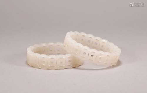 Qing Dynasty - Pair of Hetian Jade Bracelet