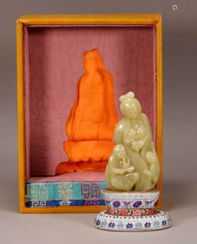 Qing Dynasty - Hetian Yellow Jade Buddha Ornament