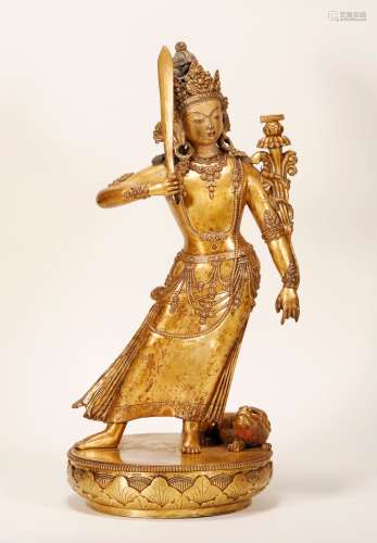 Qing Dynasty - Gilt Buddha Statue