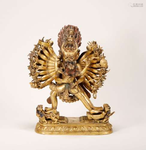 Qing Dynasty - Gilt Yamantaka Statue