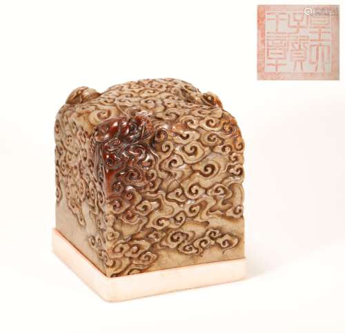 Qing Dynasty - Dragon Pattern Shoushan Stone Seal