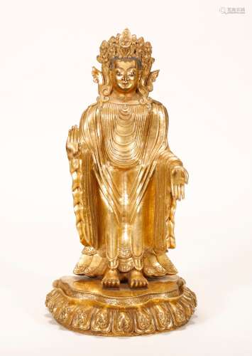 Ming Dynasty - Gilt Buddha Statue
