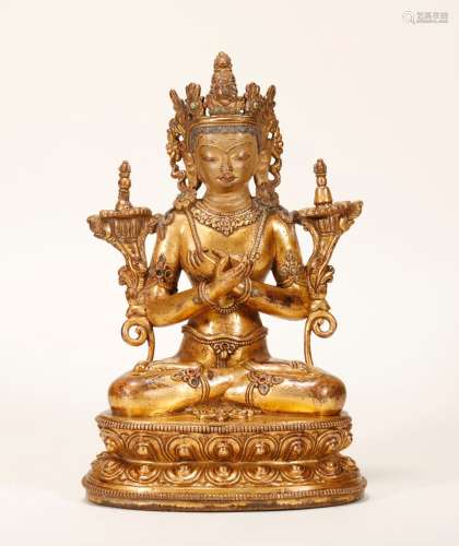 Qing Dynasty - Gilt Buddha Statue