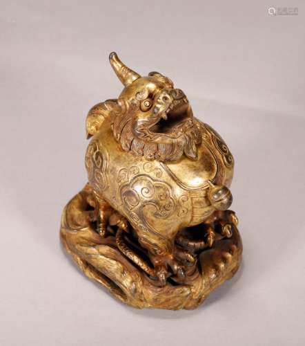 Qing Dynasty - Gilt Luduan Censer