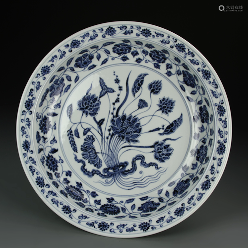 Chinese Antique Blue and White Charger