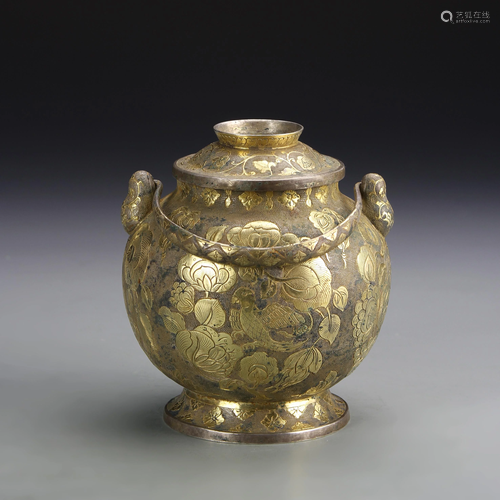 Chinese Gilt and Silver Jar