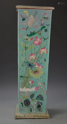 Chinese Export Famille Rose Square Vase