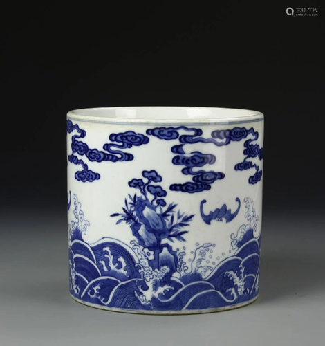 Chinese Blue and White Brush Pot