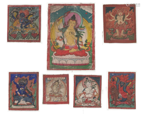 Group of 7 Tibetan Thangka