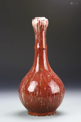 Chinese Peach Blossom Garlic Head Vase