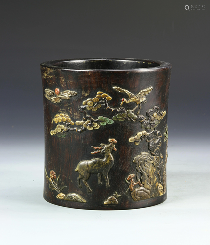 Chinese Hardwood Brush Pot