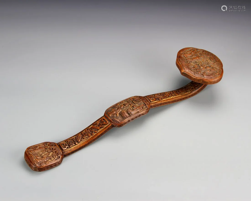 Chinese Boxwood Ruyi Scepter, Marked