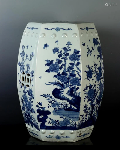 Chinese Blue and White Garden Seat