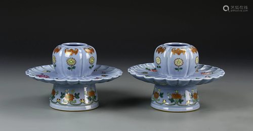 Pair of Chinese Famille Rose Vessels