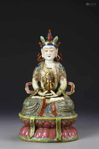 Chinese Famille Rose Buddha Figure