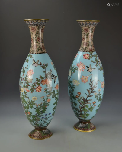 Pair of Japanese Cloisonne Vases