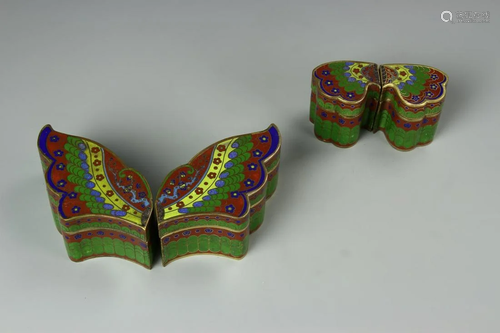 Chinese Four Pieces Cloisonne Box