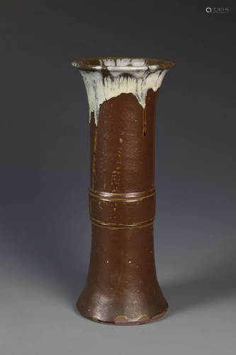 Chinese Brown Glazed Gu Vase