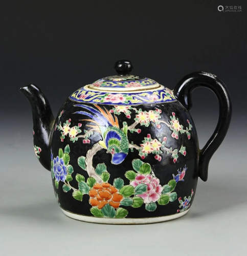 Chinese Famille Noir Teapot