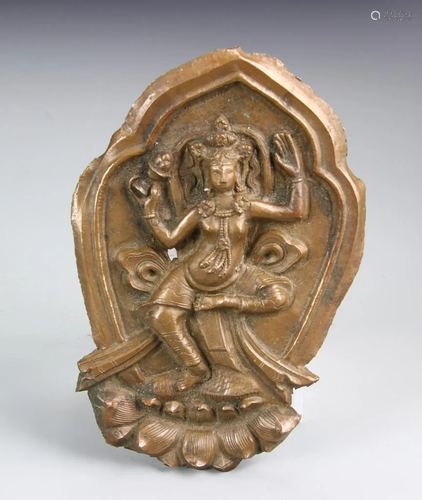 Indian Bronze Buddha Plaque