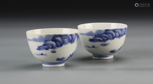 Pair of Chinese Blue and White Bowls