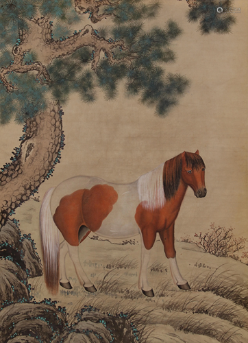 Chinese Scroll Painting of a Horse