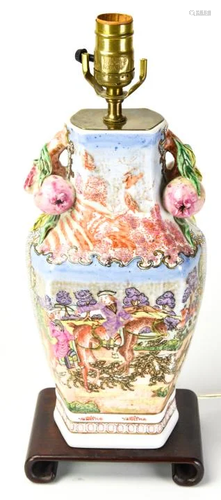 Chinoisserie Hand Painted Porcelain Table Lamp