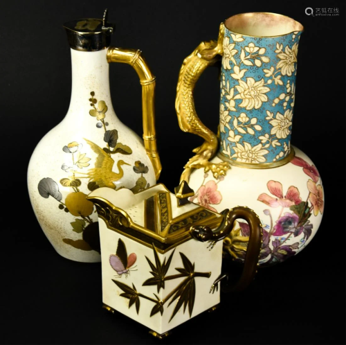 Chinoiserie British Porcelain Pitchers & Teapot