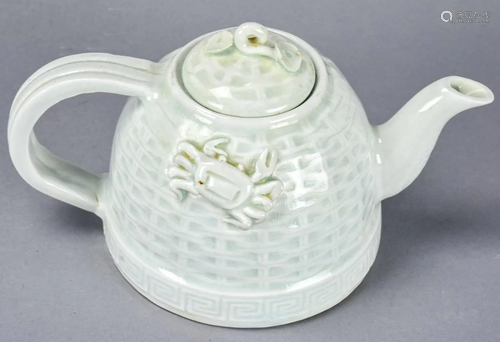 Chinese Celadon Crackleware Teapot Signed