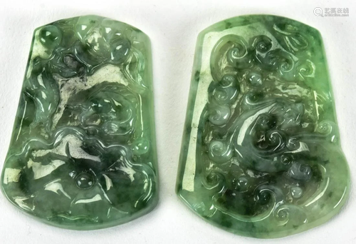 2 Chinese Carved Jade Pendants